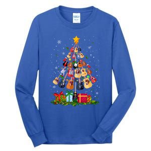 Guitar Tree Lights Christmas Pajamas Guitar Lovers Xmas Gift Tall Long Sleeve T-Shirt