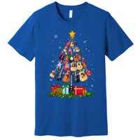 Guitar Tree Lights Christmas Pajamas Guitar Lovers Xmas Gift Premium T-Shirt