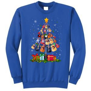 Guitar Tree Lights Christmas Pajamas Guitar Lovers Xmas Gift Tall Sweatshirt