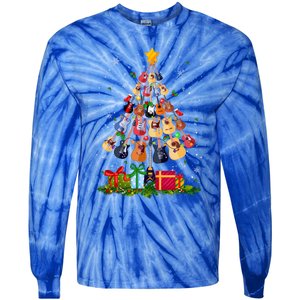 Guitar Tree Lights Christmas Pajamas Guitar Lovers Xmas Gift Tie-Dye Long Sleeve Shirt