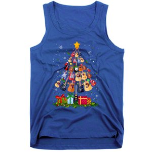 Guitar Tree Lights Christmas Pajamas Guitar Lovers Xmas Gift Tank Top