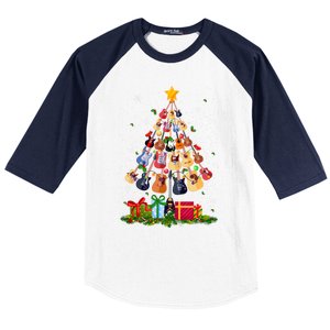 Guitar Tree Lights Christmas Pajamas Guitar Lovers Xmas Gift Baseball Sleeve Shirt