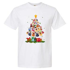 Guitar Tree Lights Christmas Pajamas Guitar Lovers Xmas Gift Garment-Dyed Heavyweight T-Shirt