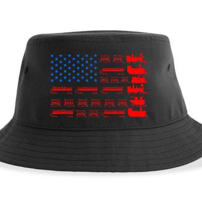 Great Train Lover Design Model Trains United States Flag Sustainable Bucket Hat