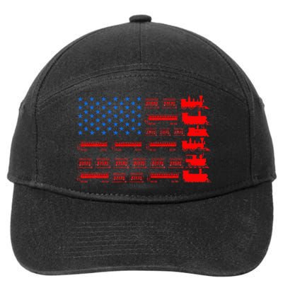 Great Train Lover Design Model Trains United States Flag 7-Panel Snapback Hat