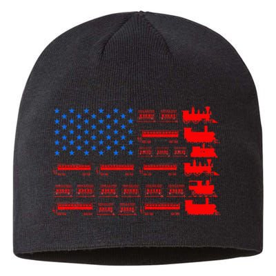 Great Train Lover Design Model Trains United States Flag Sustainable Beanie