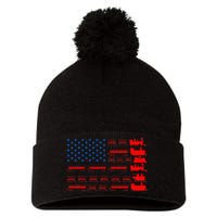 Great Train Lover Design Model Trains United States Flag Pom Pom 12in Knit Beanie