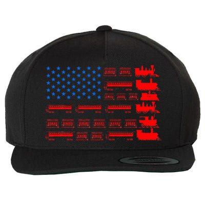 Great Train Lover Design Model Trains United States Flag Wool Snapback Cap