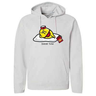 Gudetama The Lazy Egg Diner Server Break Time Performance Fleece Hoodie