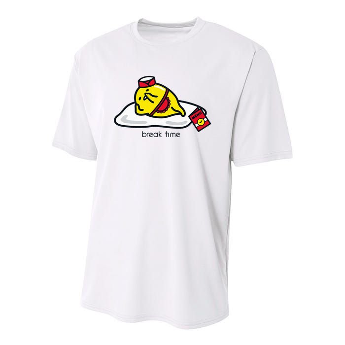 Gudetama The Lazy Egg Diner Server Break Time Youth Performance Sprint T-Shirt