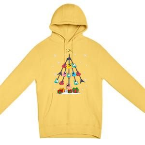 Guitar Tree Lights Christmas Pajamas Guitar Lovers Xmas Tree Cool Gift Premium Pullover Hoodie