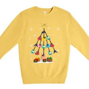 Guitar Tree Lights Christmas Pajamas Guitar Lovers Xmas Tree Cool Gift Premium Crewneck Sweatshirt