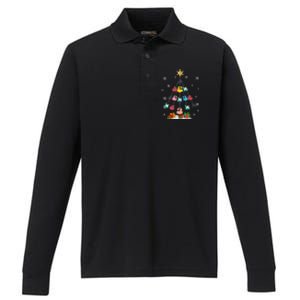 Guitar Tree Lights Christmas Pajamas Guitar Lovers Xmas Tree Cool Gift Performance Long Sleeve Polo