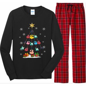 Guitar Tree Lights Christmas Pajamas Guitar Lovers Xmas Tree Cool Gift Long Sleeve Pajama Set