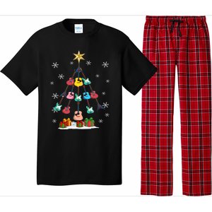 Guitar Tree Lights Christmas Pajamas Guitar Lovers Xmas Tree Cool Gift Pajama Set