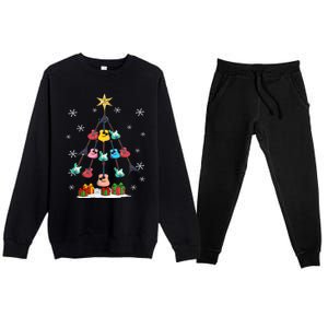 Guitar Tree Lights Christmas Pajamas Guitar Lovers Xmas Tree Cool Gift Premium Crewneck Sweatsuit Set