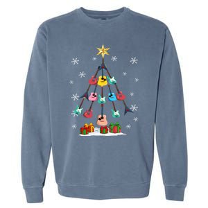 Guitar Tree Lights Christmas Pajamas Guitar Lovers Xmas Tree Cool Gift Garment-Dyed Sweatshirt