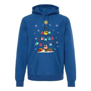 Guitar Tree Lights Christmas Pajamas Guitar Lovers Xmas Tree Cool Gift Premium Hoodie