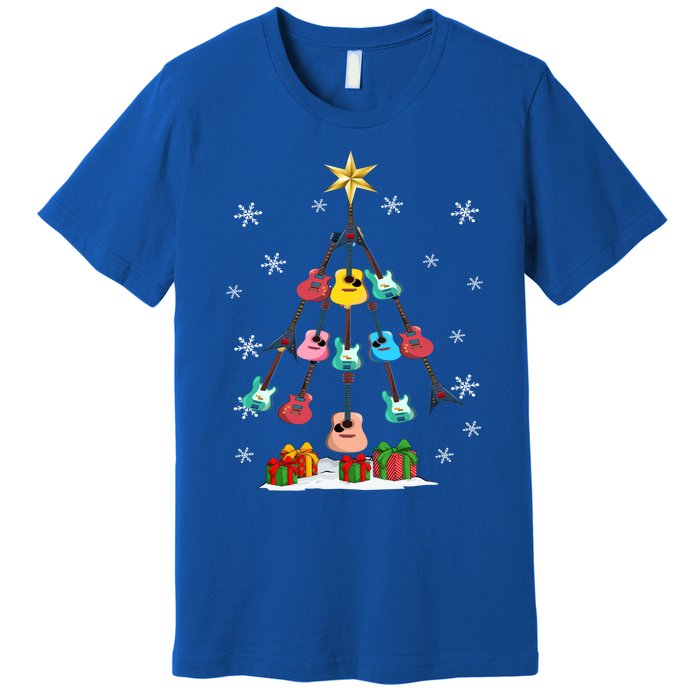 Guitar Tree Lights Christmas Pajamas Guitar Lovers Xmas Tree Cool Gift Premium T-Shirt