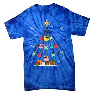 Guitar Tree Lights Christmas Pajamas Guitar Lovers Xmas Tree Cool Gift Tie-Dye T-Shirt