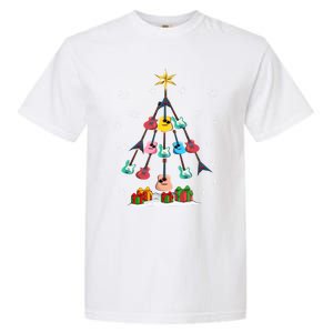 Guitar Tree Lights Christmas Pajamas Guitar Lovers Xmas Tree Cool Gift Garment-Dyed Heavyweight T-Shirt