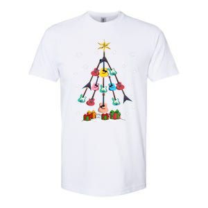 Guitar Tree Lights Christmas Pajamas Guitar Lovers Xmas Tree Cool Gift Softstyle CVC T-Shirt