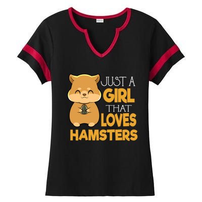 Girl That Loves Hamsters Gift Ladies Halftime Notch Neck Tee