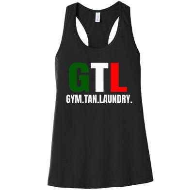 Gym Tan Laundry GTL New Jersey Garden NJ Shore Italian Flag Women's Racerback Tank