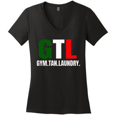 Gym Tan Laundry GTL New Jersey Garden NJ Shore Italian Flag Women's V-Neck T-Shirt