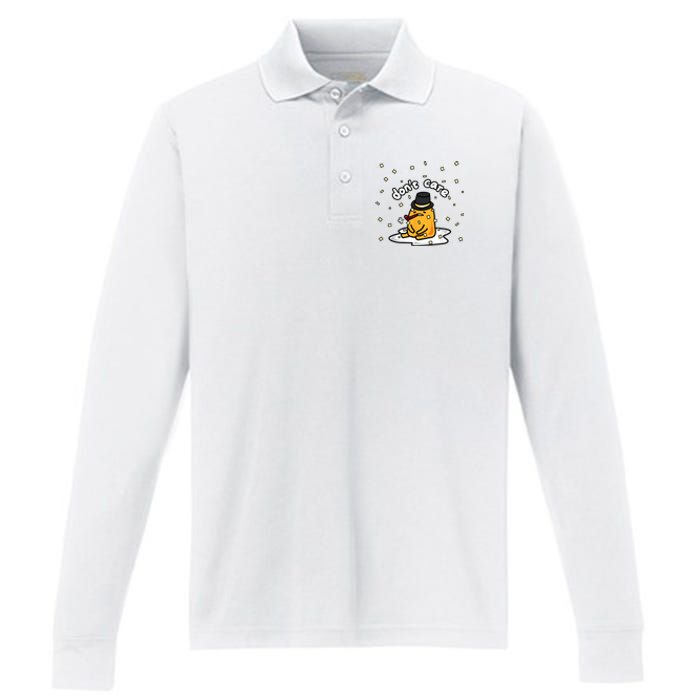 Gudetama The Lazy Egg Japan Don't Care Japan Performance Long Sleeve Polo