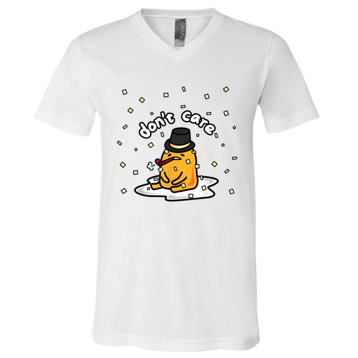 Gudetama The Lazy Egg Japan Don't Care Japan V-Neck T-Shirt