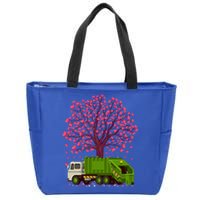 Garbage Truck Lover Heart Tree Garbage Truck Valentine's Day Cute Gift Zip Tote Bag