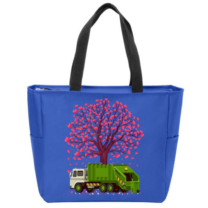 Garbage Truck Lover Heart Tree Garbage Truck Valentine's Day Cute Gift Zip Tote Bag