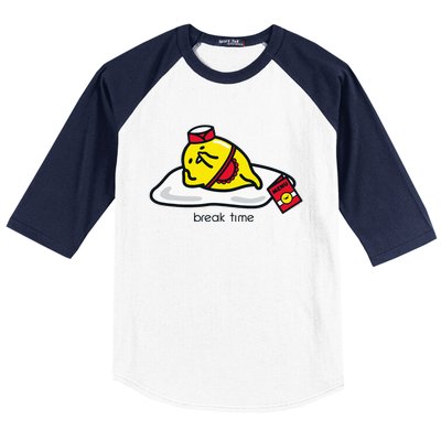 Gudetama The Lazy Egg Diner Server Break Time Baseball Sleeve Shirt