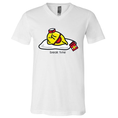 Gudetama The Lazy Egg Diner Server Break Time V-Neck T-Shirt