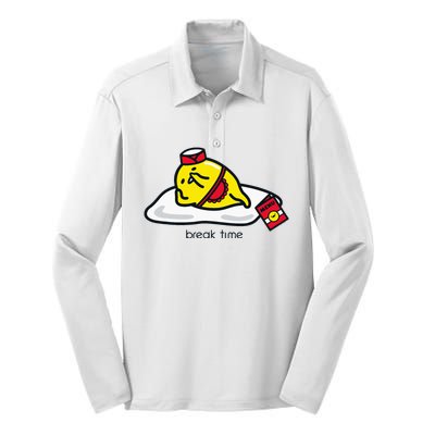 Gudetama The Lazy Egg Diner Server Break Time Silk Touch Performance Long Sleeve Polo