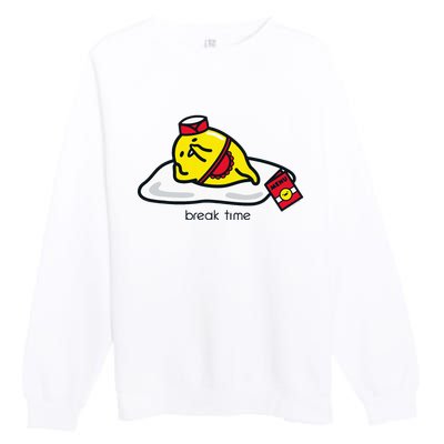 Gudetama The Lazy Egg Diner Server Break Time Premium Crewneck Sweatshirt