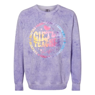 Gifted Teacher Life Appreciation Week Back To School Gift Colorblast Crewneck Sweatshirt