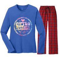 Gifted Teacher Life Appreciation Week Back To School Gift Women's Long Sleeve Flannel Pajama Set 