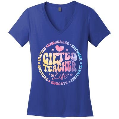 Gifted Teacher Life Appreciation Week Back To School Gift Women's V-Neck T-Shirt