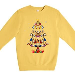 Guitar Tree Lights Christmas Pajamas Guitar Lovers Xmas Premium Crewneck Sweatshirt