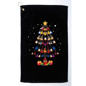 Guitar Tree Lights Christmas Pajamas Guitar Lovers Xmas Platinum Collection Golf Towel