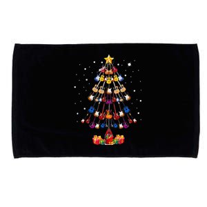 Guitar Tree Lights Christmas Pajamas Guitar Lovers Xmas Microfiber Hand Towel