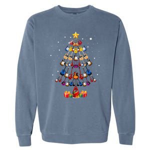 Guitar Tree Lights Christmas Pajamas Guitar Lovers Xmas Garment-Dyed Sweatshirt