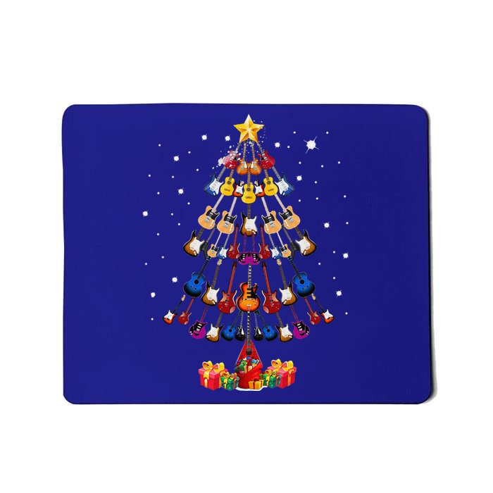 Guitar Tree Lights Christmas Pajamas Guitar Lovers Xmas Mousepad