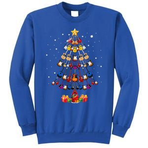 Guitar Tree Lights Christmas Pajamas Guitar Lovers Xmas Tall Sweatshirt