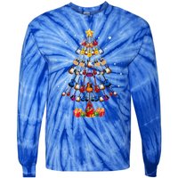 Guitar Tree Lights Christmas Pajamas Guitar Lovers Xmas Tie-Dye Long Sleeve Shirt