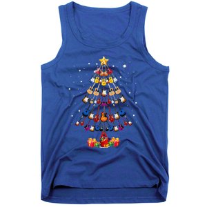 Guitar Tree Lights Christmas Pajamas Guitar Lovers Xmas Tank Top