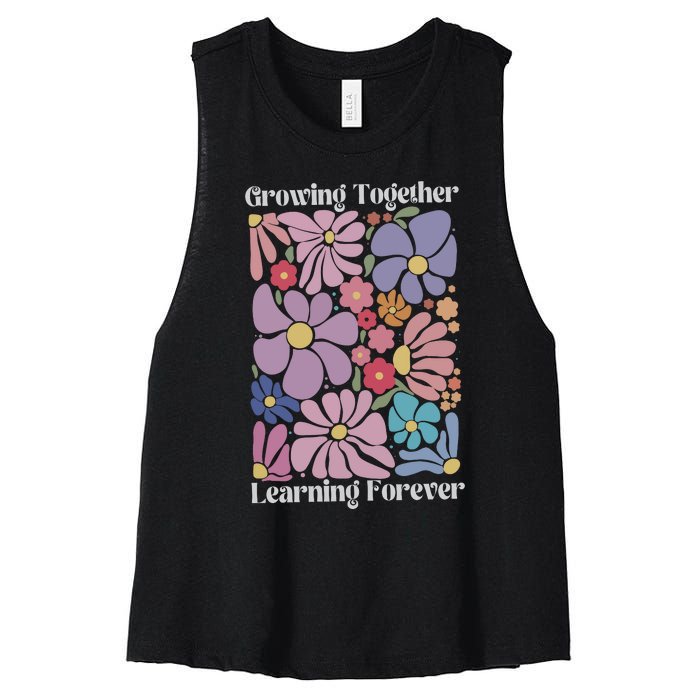 Growing Together Learning Forever Women's Racerback Cropped Tank