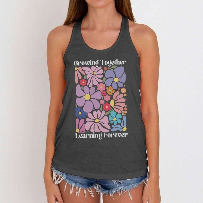 Growing Together Learning Forever Women's Knotted Racerback Tank